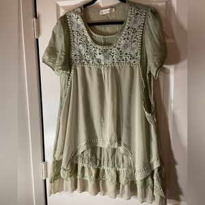 Simply couture green linen dress